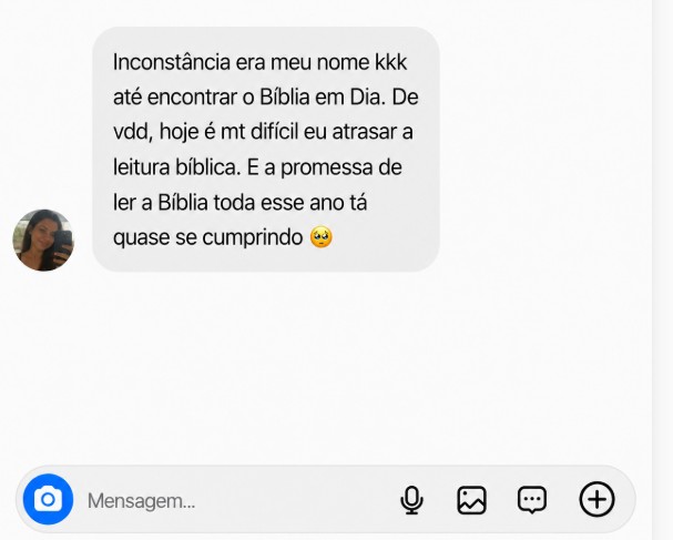 Depoimento: hoje é difícil atrasar a leitura bíblica