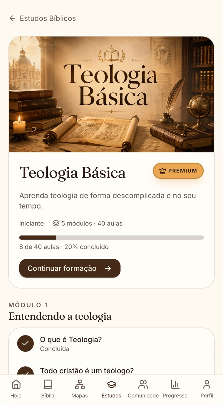 Tela de Estudos Bíblicos do Bíblia em Dia