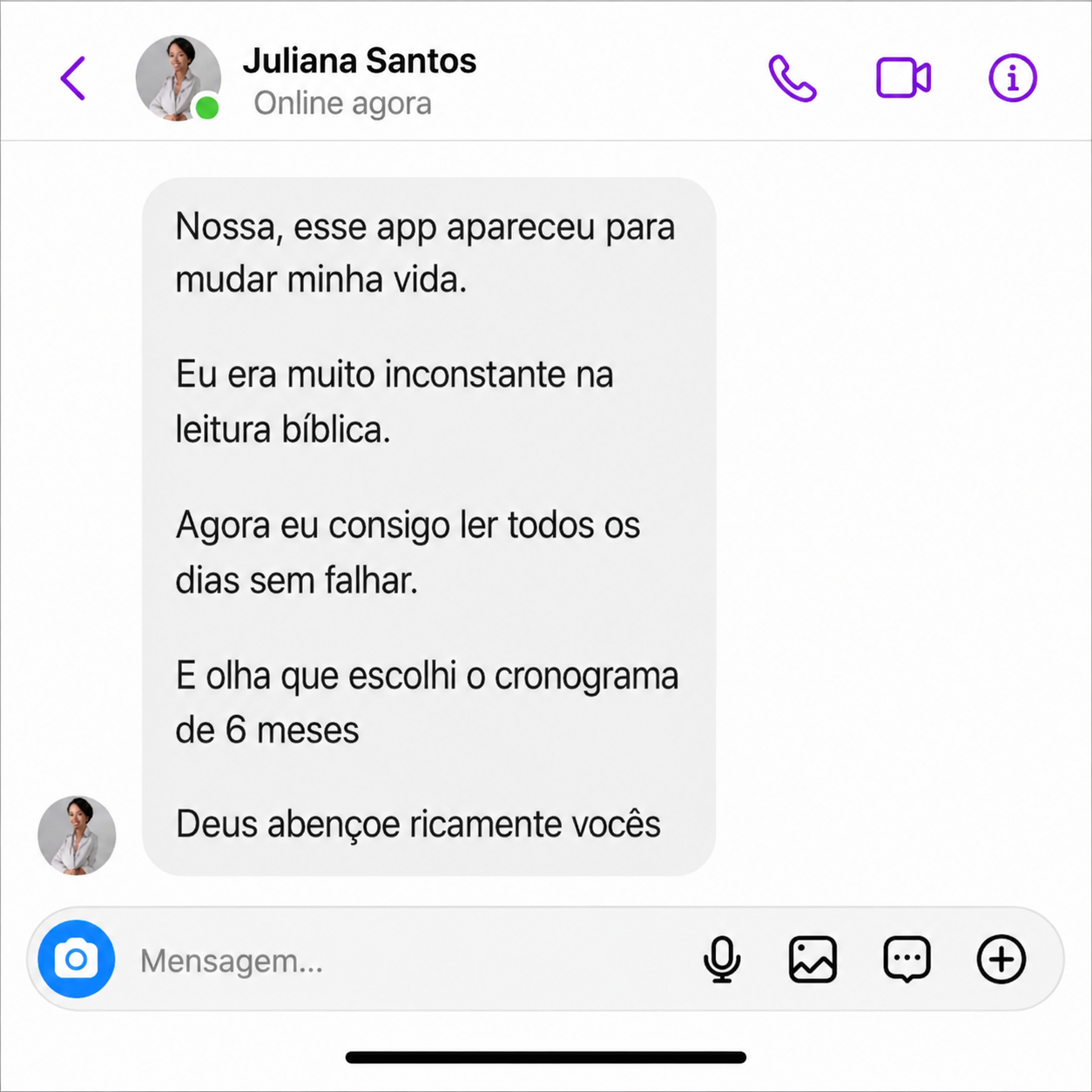 Depoimento de Juliana: era inconstante e agora lê todos os dias sem falhar